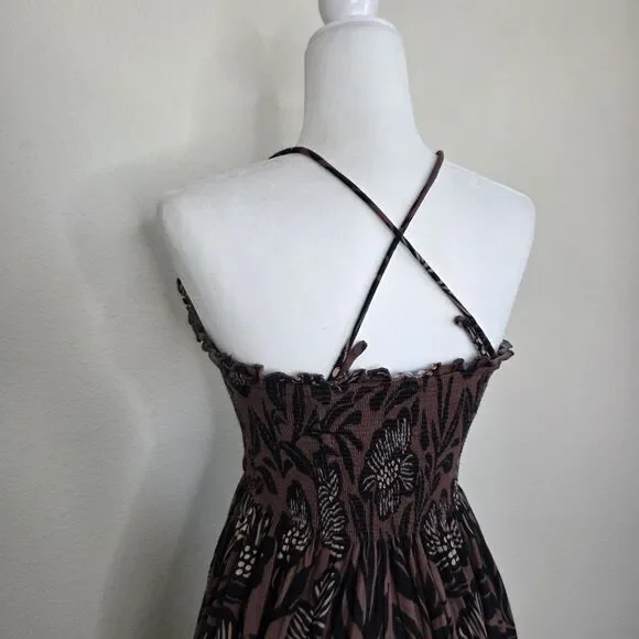 Free People Sweet Nothing Midi/Maxi Dress Women Med Brown Patina Combo Vacation - Picture 12 of 15